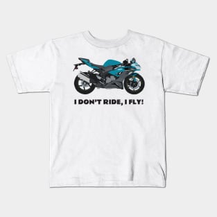 I don't ride, I fly! Kawasaki Ninja ZX-6R pearl nightshade Kids T-Shirt